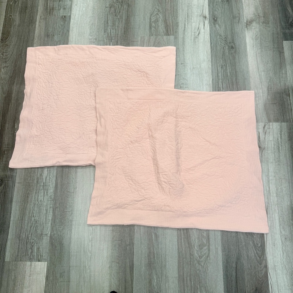 Frontgate Set of Two Pink Quilted Pillow Shams Cotton Cottagecore